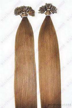 KERATIN EXTENSION 100 pramenů SVĚTLEJŠÍ HNĚDÁ vlasy #08, 50g, 45cm,100% lidské k prodloužení PERFEKTVLASY
