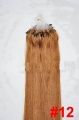 MICRO RING INDIAN REMY 100 pramenů SV. HNĚDÁ #12, 100g, 55cm, lidské vlasy k prodloužení