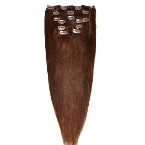 CLIP IN 7pásů STŘEDNĚ HNĚDÁ #04, 70g, 40cm, 100% lidské vlasy k prodloužení PERFEKTVLASY
