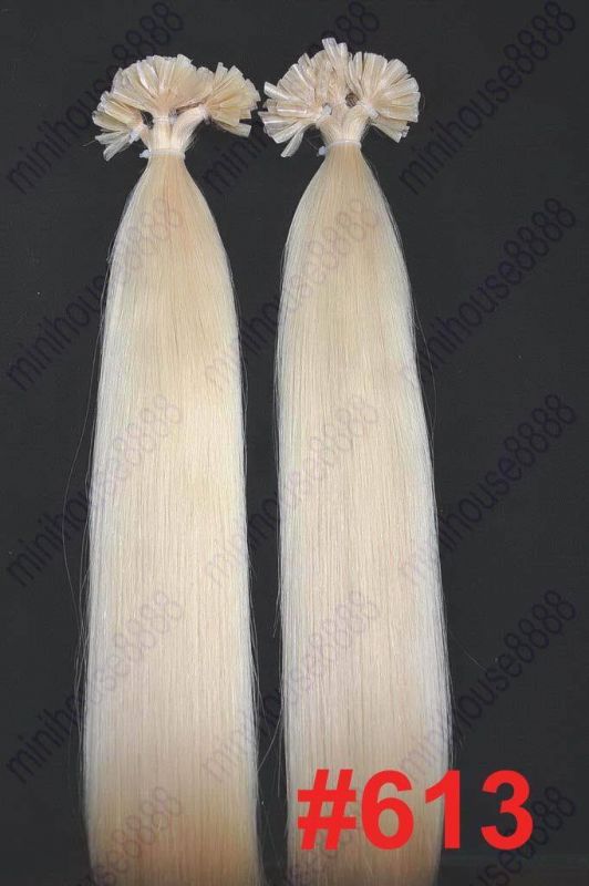 KERATIN INDIAN REMY EXTENSION 100 pramenů SVĚTLÁ BLOND #613, 80g, 40cm, 100% lidské vlasy k prodloužení PERFEKTVLASY