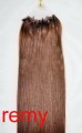 MICRO RING 100 pramenů STŘEDNĚ HNĚDÁ  #04,80g, 60cm,100% lidské vlasy k prodloužení