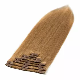 CLIP IN 7pásů SVĚTLE HNĚDÁ-BLOND, 75g, 50cm,100% lidské vlasy PERFEKTVLASY