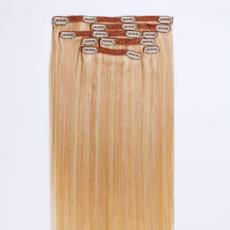 CLIP IN 8 pásů SVĚTLÝ BLOND MELÍR #27/613,120g, 60cm, 100% lidské vlasy k prodloužení PERFEKTVLASY