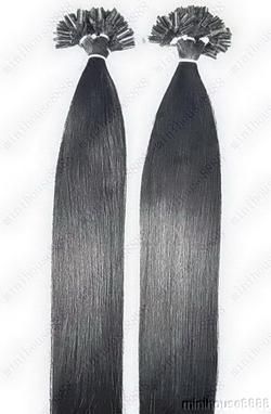 KERATIN INDIAN REMY EXTENSION 100 pramenů ČERNÁ #01,80g, 45cm, 100% lidské vlasy k prodloužení PERFEKTVLASY
