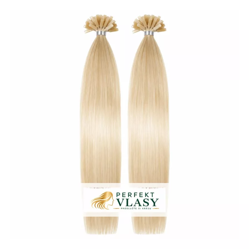 VLASY KERATIN INDIAN REMY BLOND #613, 100g, 60cm, 100% lidské vlasy k prodloužení PERFEKTVLASY