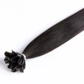 VLASY KERATIN INDIAN REMY přírodní ČERNÁ #1B,80g, 50cm, 100% lidské vlasy k prodloužení