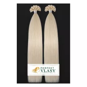 VLASY KERATIN INDIAN REMY SVĚTLÁ BLOND #60,100g, 55cm, 100% lidské vlasy k prodloužení