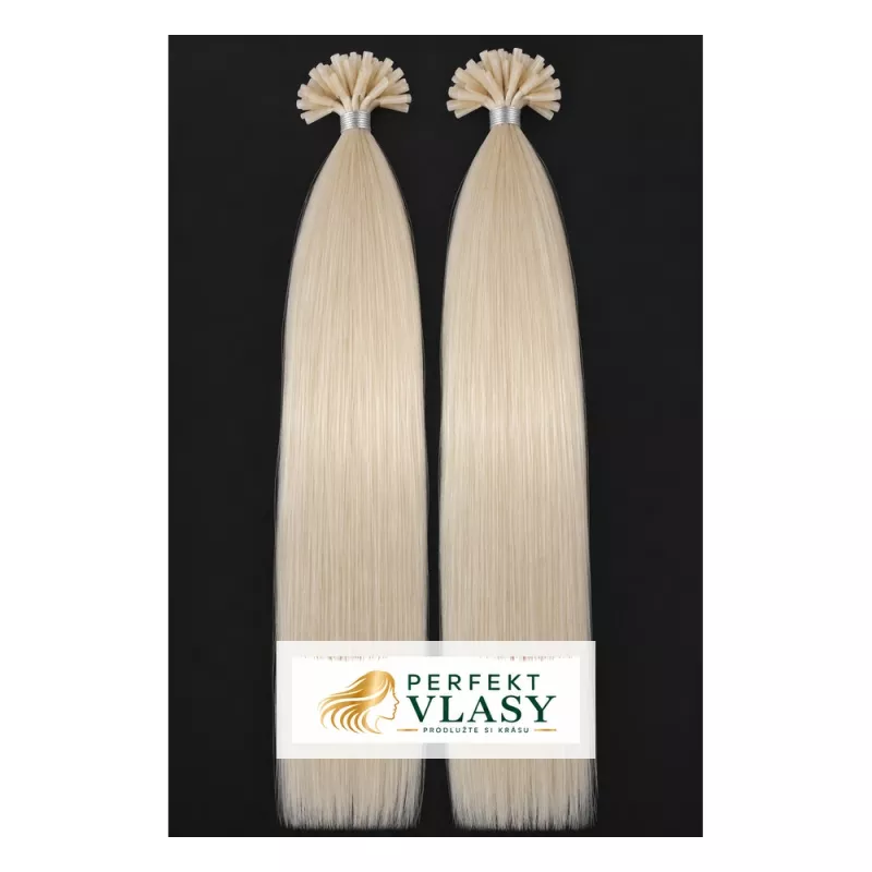 VLASY KERATIN INDIAN REMY SVĚTLÁ BLOND #60,100g, 55cm, 100% lidské vlasy k prodloužení PERFEKTVLASY