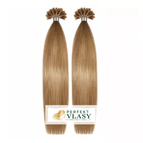 VLASY KERATIN INDIAN REMY SVĚTLE HNĚDÁ #12,80g, 40cm, 100% lidské vlasy k prodloužení