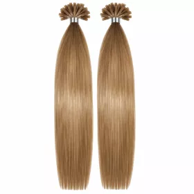 VLASY KERATIN INDIAN REMY SVĚTLE HNĚDÁ #12,80g, 40cm, 100% lidské vlasy k prodloužení PERFEKTVLASY