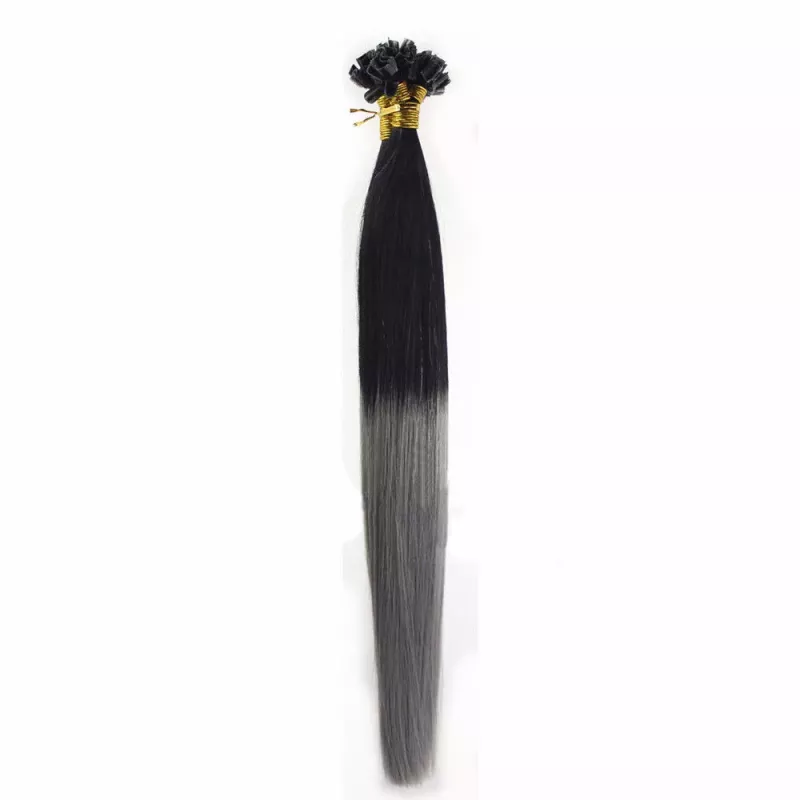 VLASY KERATIN OMBRE k prodloužení, 50cm - Ombre 1/grey-černáá/šedá PERFEKTVLASY