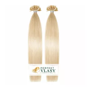 VLASY KERATIN REMY BLOND #613, 50g, 50cm, 100% lidské k prodloužení
