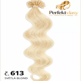 VLASY KERATIN REMY BLOND vlnitá #613, 50g, 50cm, 100% lidské k prodloužení