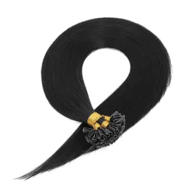 VLASY KERATIN REMY ČERNÁ #01, 50g, 45cm, 100% lidské vlasy k prodloužení