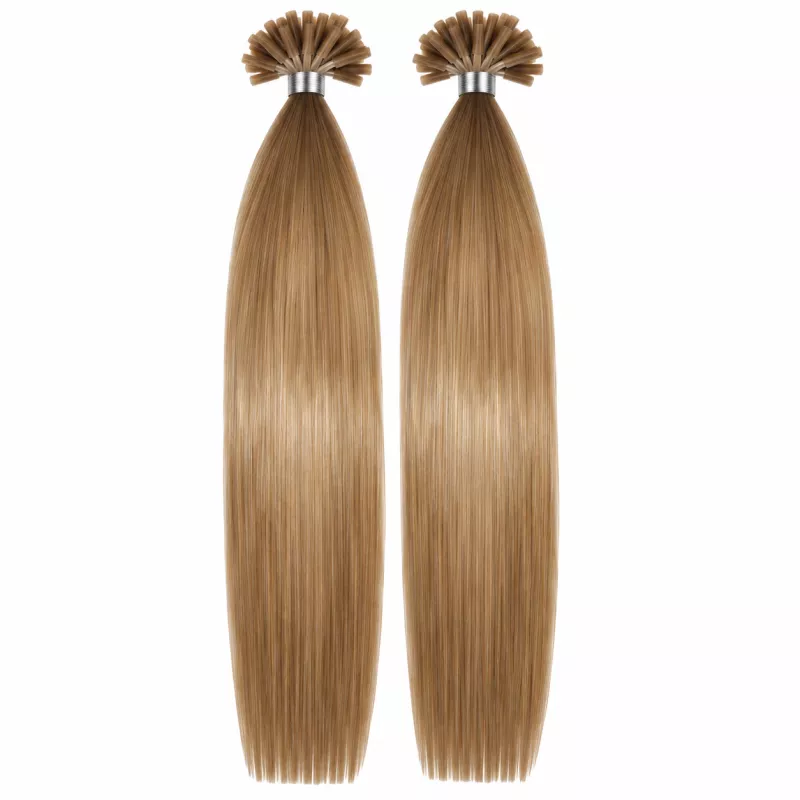 VLASY KERATIN REMY SVĚTLE HNĚDÁ vlasy #12, 50g, 45cm, 100% lidské k prodloužení PERFEKTVLASY