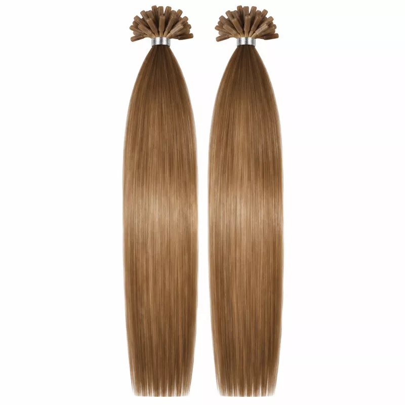VLASY KERATIN REMY SVĚTLEJŠÍ HNĚDÁ vlasy #08, 50g, 45cm,100% lidské k prodloužení PERFEKTVLASY