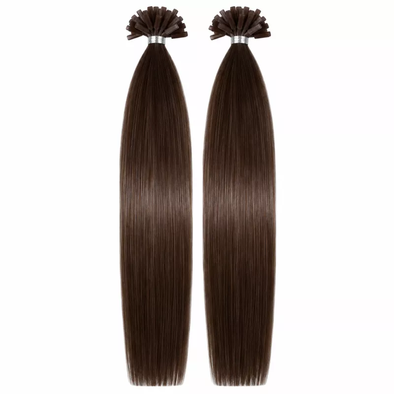 VLASY KERATIN REMY TMAVĚ HNĚDÁ #2, 50g, 40cm, 100% lidské vlasy k prodloužení PERFEKTVLASY