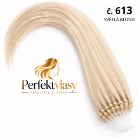 VLASY MICRO RING INDIAN REMY, BLOND #613, 80g, 40cm, 100% lidské vlasy k prodloužení
