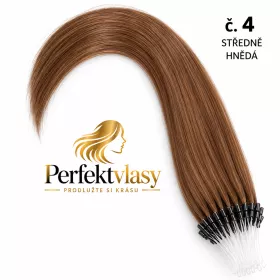 VLASY MICRO RING INDIAN REMY, HNĚDÁ #4,80g, 40cm, 100% lidské vlasy k prodloužení
