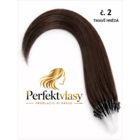 VLASY MICRO RING INDIAN REMY, TMAVĚ HNĚDÁ #2,80g, 40cm, 100% lidské vlasy k prodloužení