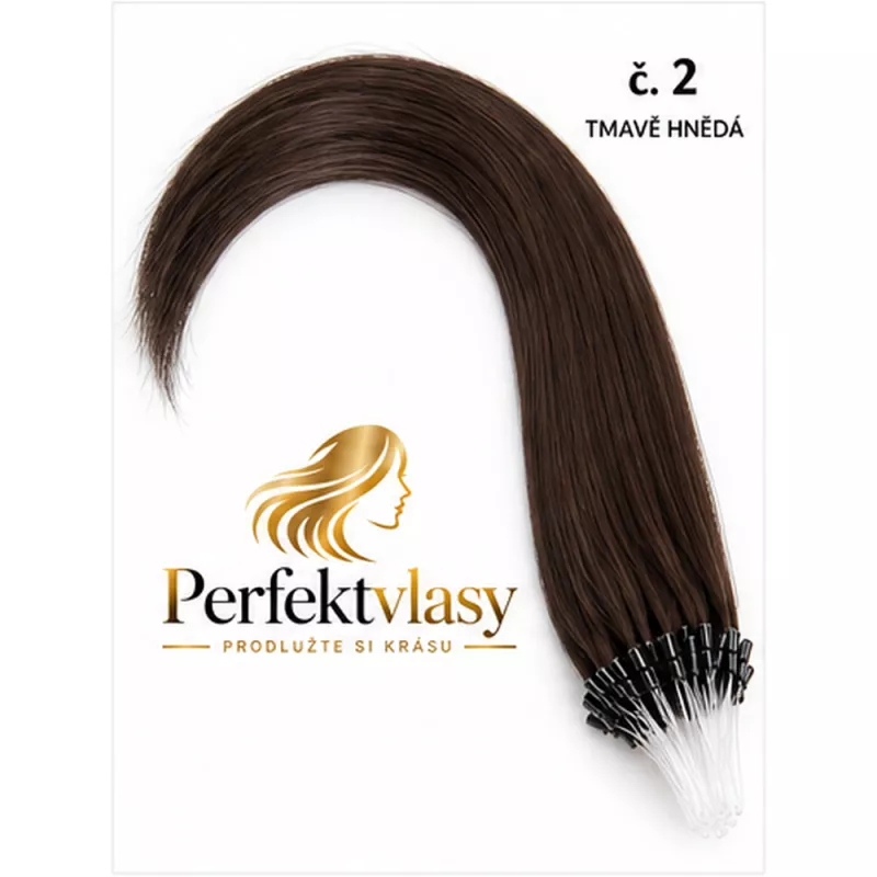 VLASY MICRO RING INDIAN REMY Tmavě hnědá #2,80g, 50cm, 100% lidské vlasy k prodloužení PERFEKTVLASY