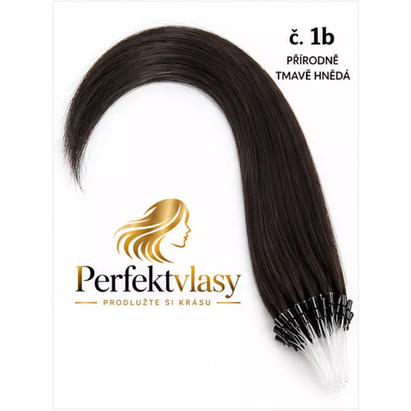 VLASY MICRO RING PŘÍRODNÍ ČERNÁ #1B,50g, 40cm,100% lidské vlasy k prodloužení PERFEKTVLASY