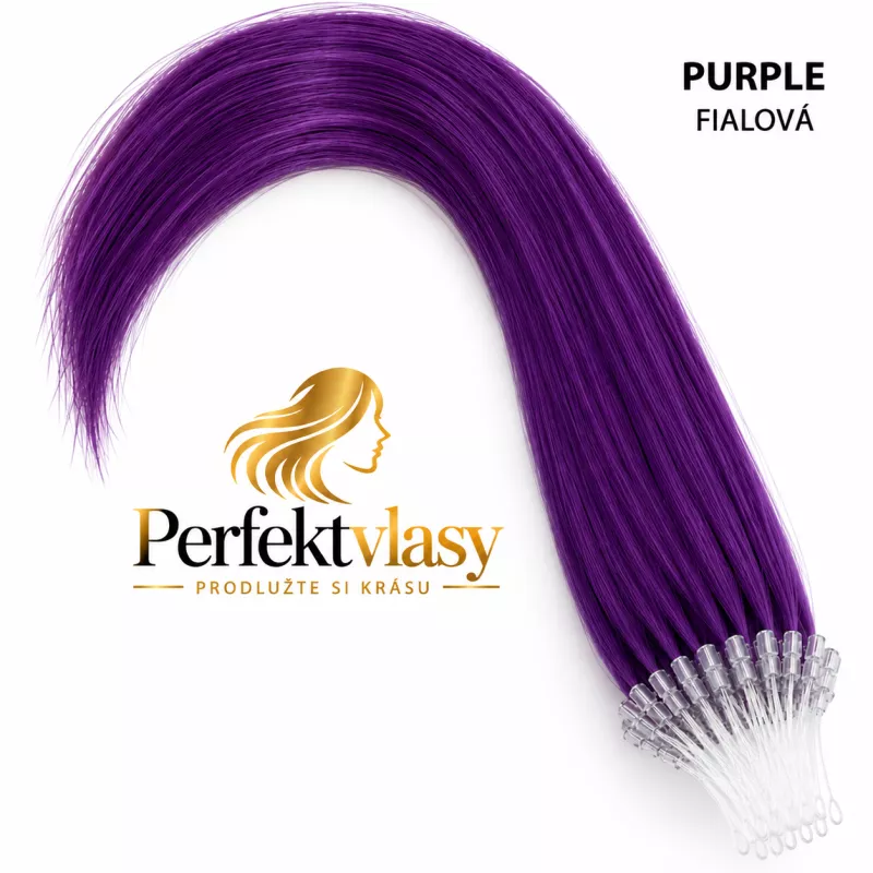 VLASY MICRO RING REMY FIALOVÁ, 50cm,100% lidské vlasy k prodloužení PERFEKTVLASY