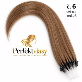 VLASY MICRO RING REMY HNĚDÁ #06,50g,40cm,100% lidské vlasy k prodloužení
