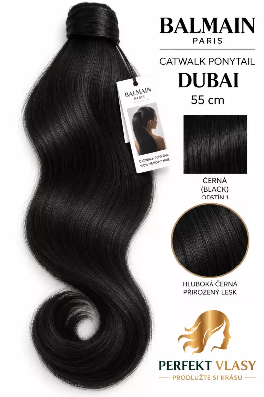 CULÍK BALMAIN Catwalk 55 cm, rovný, různé barvy: - Balmain Catwalk Ponytai DUBAI černá