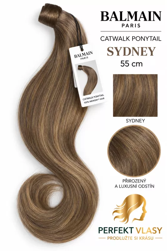 CULÍK BALMAIN Catwalk 55 cm, rovný, různé barvy: - Balmain Catwalk Ponytail SYDNEY ombre směs světle hnědých odstínů