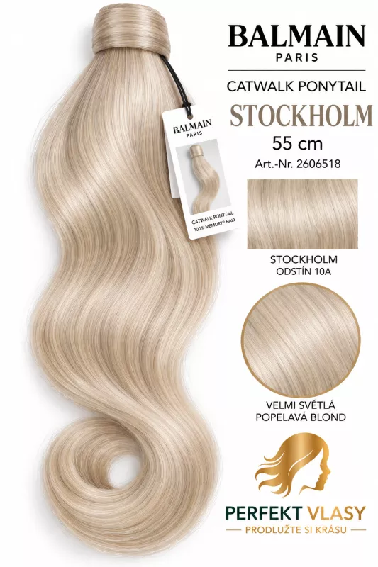CULÍK BALMAIN Catwalk 55 cm, rovný, různé barvy: - Balmain Catwalk Ponytail STOCKHOLM 10A blond