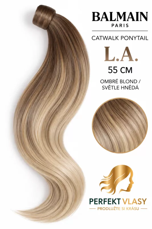 CULÍK BALMAIN Catwalk 55 cm, rovný, různé barvy: - Balmain Catwalk Ponytail L.A.ombre blond sv.hnědá