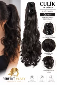 Culík-vlnitý na skřipci, 55cm | Černý na skřipci, vlnitý, Blond melír na skřipci, vlnitý