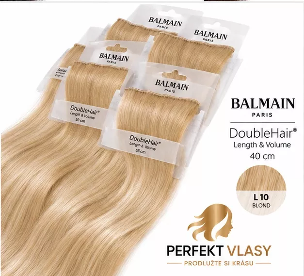 VLASY BALMAIN Double Hair, 3 aplikační metody-KERATIN,MICRO RING,CLIP IN, 40cm - Světlá blond L10