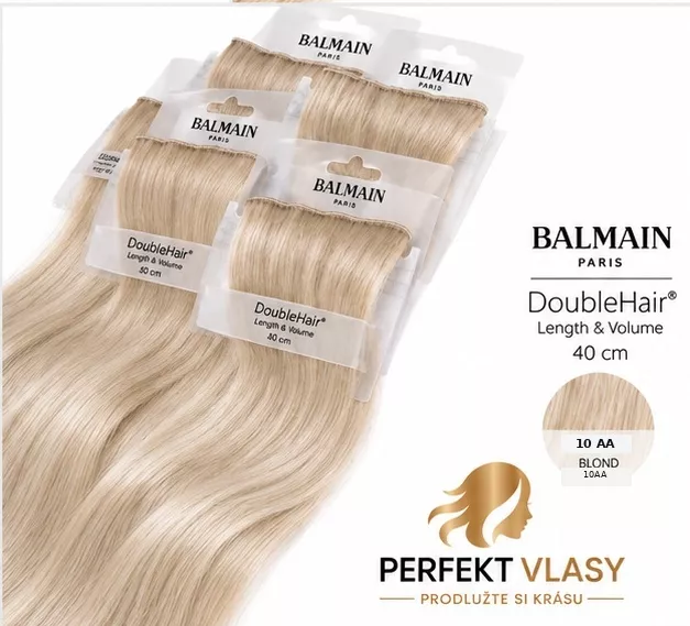 VLASY BALMAIN Double Hair, 3 aplikační metody-KERATIN,MICRO RING,CLIP IN, 40cm - Super Light Double Ash Blonde 10AA
