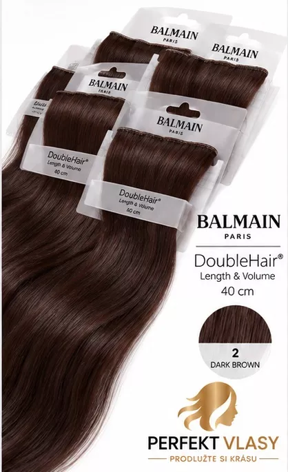 VLASY BALMAIN Double Hair, 3 aplikační metody-KERATIN,MICRO RING,CLIP IN, 40cm - Tmavě hnědá 3