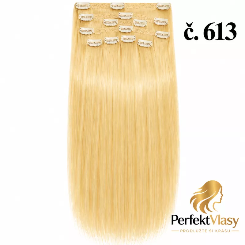VLASY CLIP IN 7pásů BLOND #613, 75g, 50cm,100% lidské vlasy PERFEKTVLASY