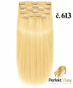VLASY CLIP IN 7pásů BLOND #613, 80g, 55cm,100% lidské vlasy