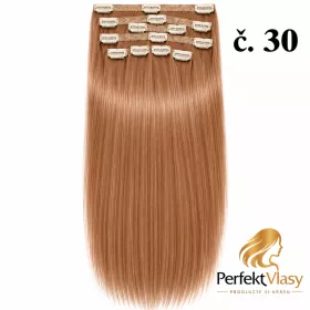 VLASY CLIP IN 7pásů,KAŠTANOVÁ #30, 80g, 45cm, 100% lidské vlasy