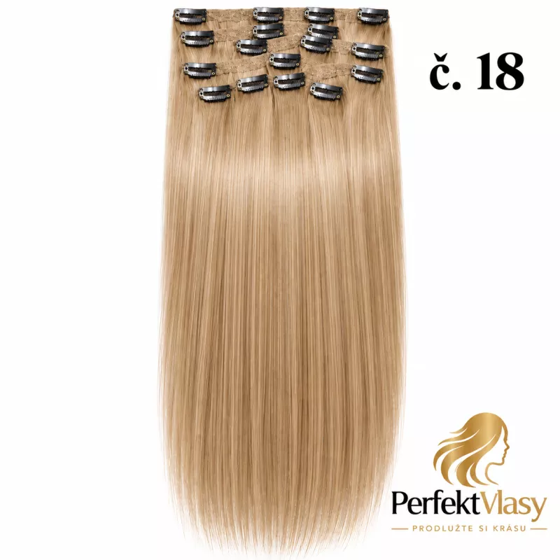 VLASY CLIP IN 7pásů odstín BLOND #18, 70g, 40cm, 100% lidské vlasy PERFEKTVLASY