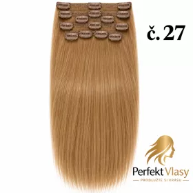 VLASY CLIP IN 7pásů odstín BLOND #27, 75g, 50cm,100% lidské vlasy