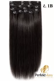 VLASY CLIP IN 7pásů PŘÍRODNÍ ČERNÁ #1B, 70g, 45cm,100% lidské vlasy 
