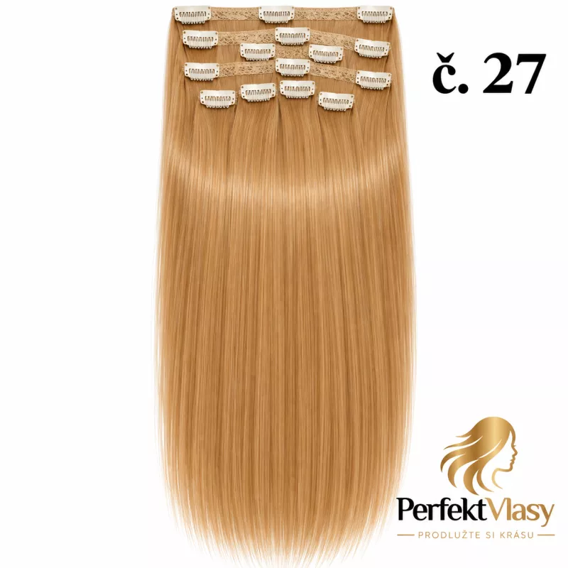 VLASY CLIP IN 7pásůTMAVŠÍ BLOND #27, 70g, 40cm, 100% lidské vlasy PERFEKTVLASY