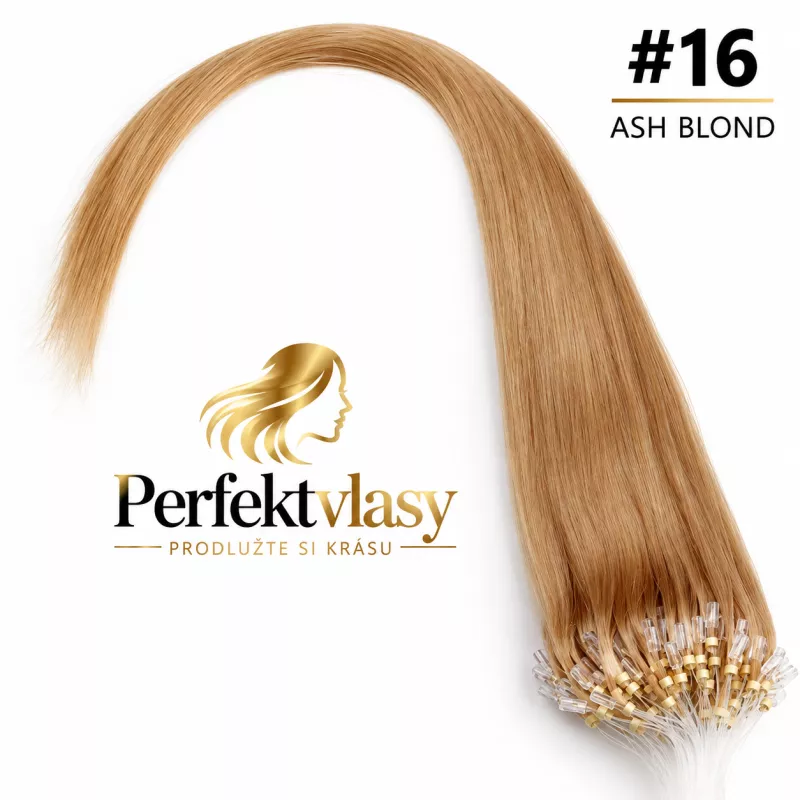 VLASY MICRO RING INDIAN REMY TM. BLOND #16, 100g, 60cm PERFEKTVLASY